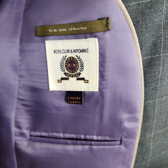 BOSS CLUB Wool Blend Mens Suit Set Jacket Pants Slim Fit Formal Wear 48 (Medium) - Picture 10 of 15